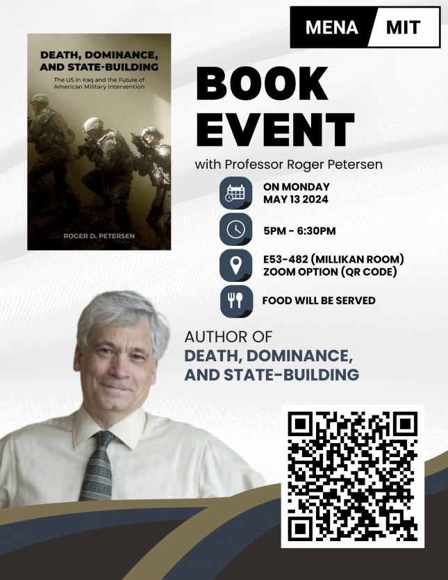 Roger Petersen and his book title with the event info